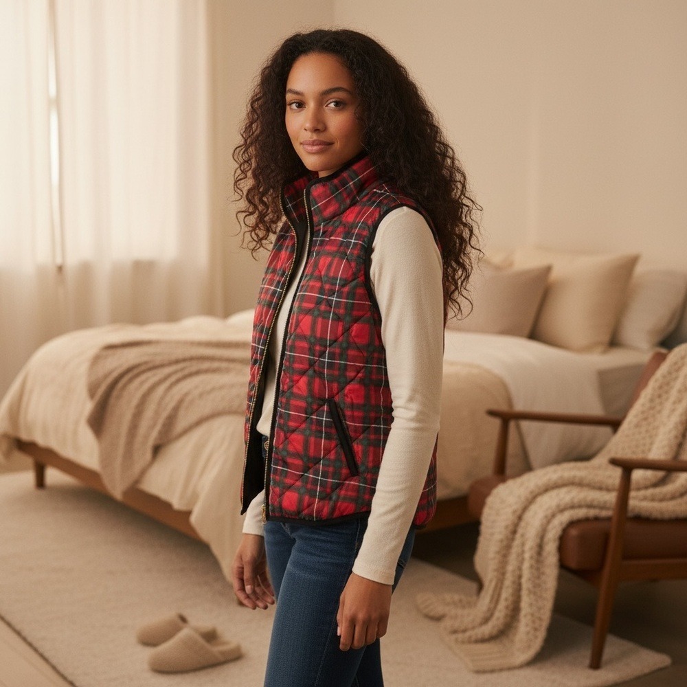 Old Navy Red and Green Plaid Vest‎